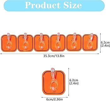 (Pack of 2) Wall Mounted Punch Free Strong Self Adhesive Stylish 6 Hook in Row For Home and Outdoor Use
