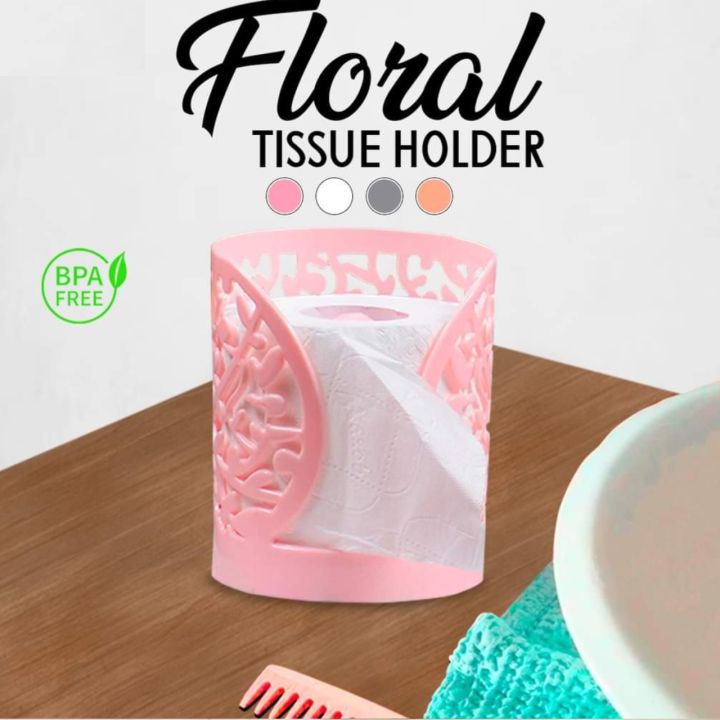 (Pack of 2) Plastic Flower Design Tissue Roll Paper Holder For Home and Outdoor Use