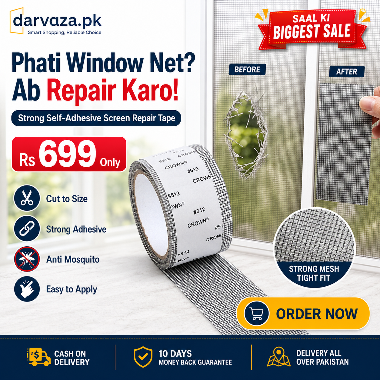 Strong Self Adhesive Window Net Screen Repair Patch Tape For Covering Up Holes Tears Anti Insect Mosquito Mesh