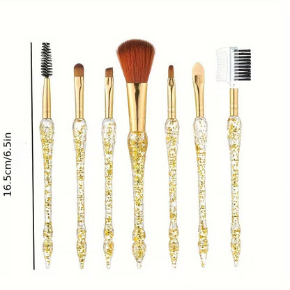 7 Pcs Professional Makeup Brush Set – Soft Bristles Pink Crystal Handle