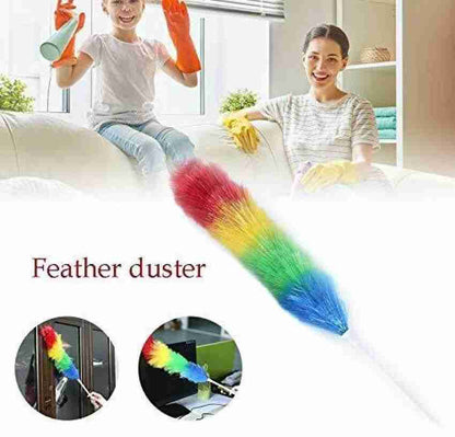 (Pack of 2) Rainbow Soft Magic Colorful Feather Duster Brush Anti Static Car Home Window Cleaner