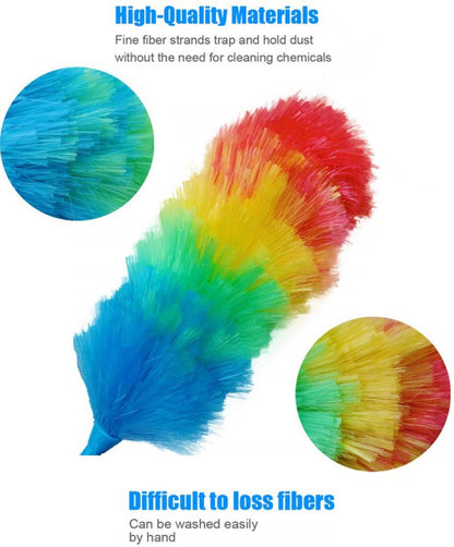 (Pack of 2) Rainbow Soft Magic Colorful Feather Duster Brush Anti Static Car Home Window Cleaner