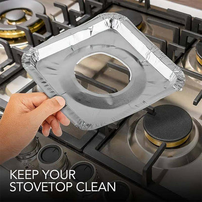(Pack of 10) Disposable Oil Resistant and Heat Proof Aluminum Covers for Gas Stove Burners
