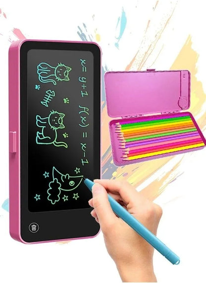 LCD Writing Tablet Pencil Box – Smart Drawing Board & Stationery Case for Kids (Value Pack)
