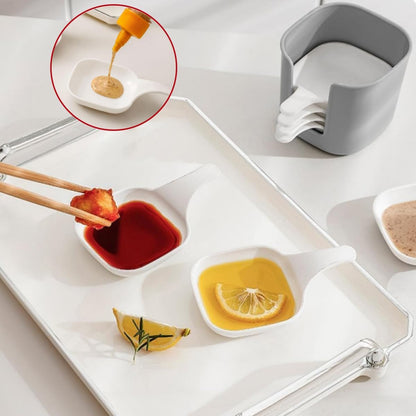 6-Piece Mini Sauce Dish Set with Storage Holder – Mess-Free Dipping Bowls