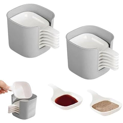 6-Piece Mini Sauce Dish Set with Storage Holder – Mess-Free Dipping Bowls