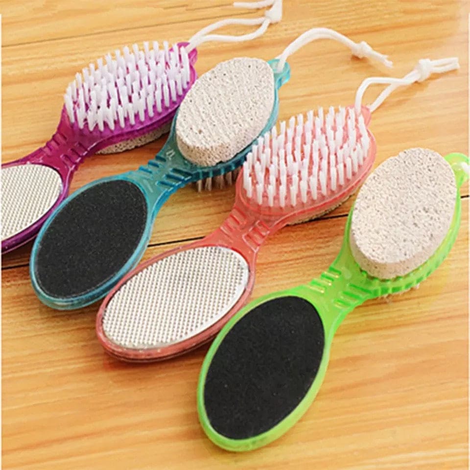 Pack of 2 – 4 in 1 Foot Scrubber | Pedicure Tool with Pumice, Brush, File & Buffer | Smooth Heels at Home