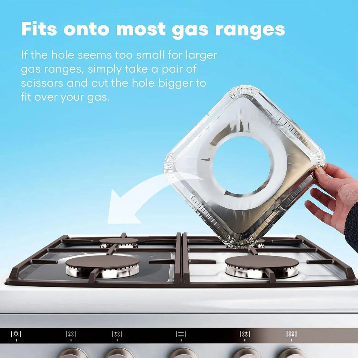 (Pack of 10) Disposable Oil Resistant and Heat Proof Aluminum Covers for Gas Stove Burners