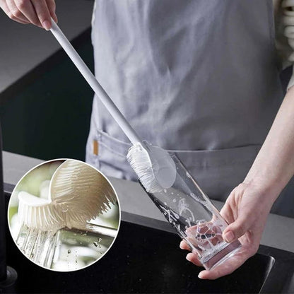 (Pack of 2) Long Handle Silicone Bottle Cup and Jars Cleaning Brush For Home and Outdoor Use