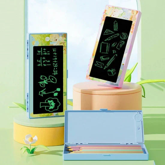 LED Drawing Pen Case Kids Pencil Box with LCD Screen