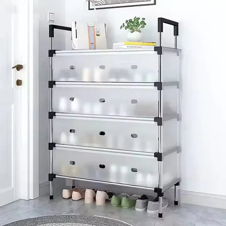 Aluminium Shoe Rack with Dust Proof Cover