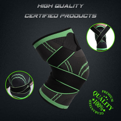 Professional Knee Support Breathable Bandage and Sports Cross Knee Pad with Belt Pressurization