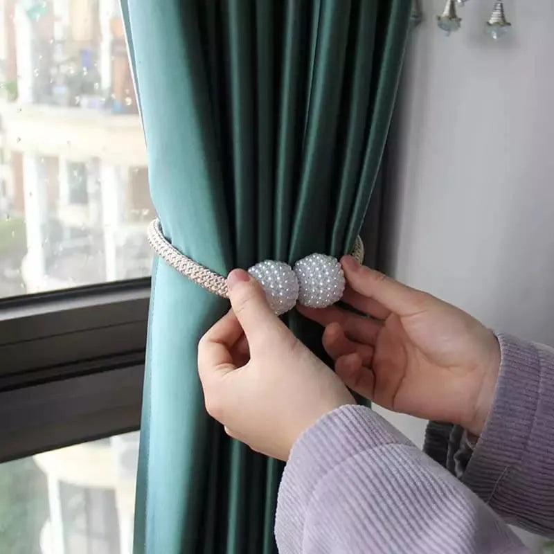 2 PCS Magnetic Pearl Curtain Buckle Tiebacks European Style Decorative Rings