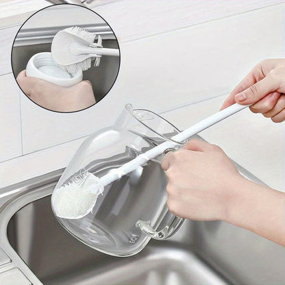 (Pack of 2) Long Handle Silicone Bottle Cup and Jars Cleaning Brush For Home and Outdoor Use