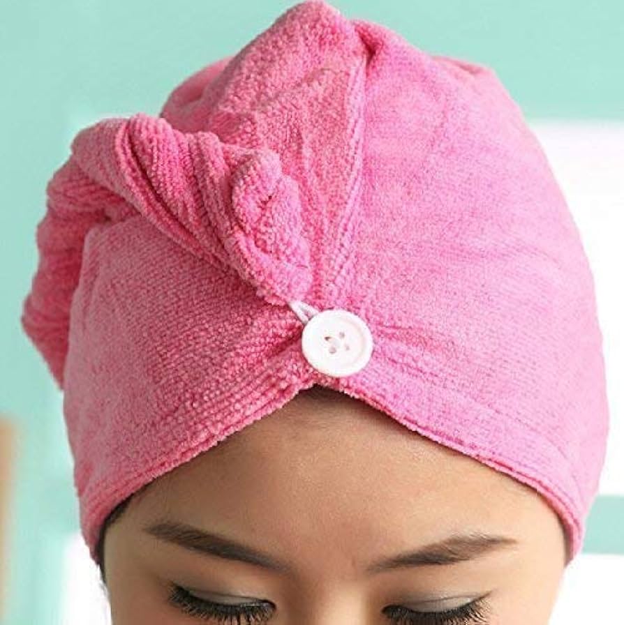 (Pack of 3) Microfiber High Absorbent Quick Dry Wrap Hair Bath Towels Shower Cap for Women
