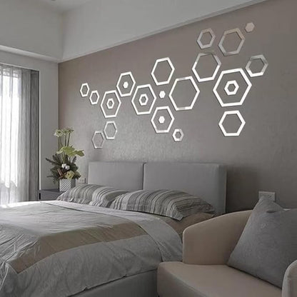 3D Acrylic Shatterproof Geometric Hexagon Mural Self Adhesive Wall Arts Decals Stickers Set For Home Decoration