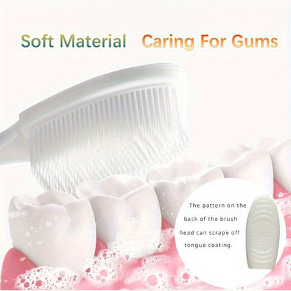 (Pack of 3) DR WARM Microfiber Compact Manual Unscented Ultra Soft Nano Charcoal Infused Bristle Toothbrushes Set Durable for Gum Care for Adults Use