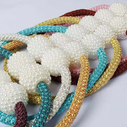 2 PCS Magnetic Pearl Curtain Buckle Tiebacks European Style Decorative Rings