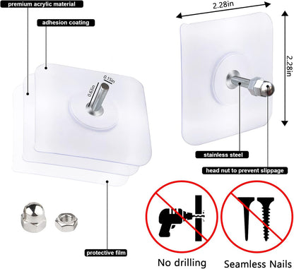 Strong Punch Free Self Adhesive Wall Screw Rod Hooks and Nail Mounting Hang Kit