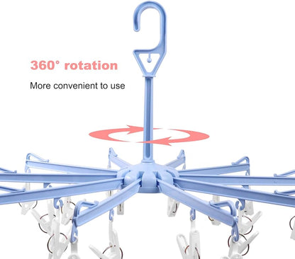 Portable 360 Degree Rotatable Folding Sock Quick Dryer Hanger for Washing Line Travel Towels and Baby Clothes