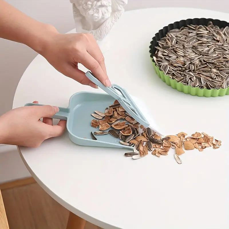 Mini Manual Small Broom and Scoop Combo Desktop Cleaning Kit Dustpan and Brush Set for Home Office Use