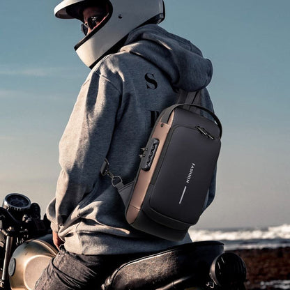 Anti-Theft Waterproof Crossbody Bag with USB Port With Num Lock
