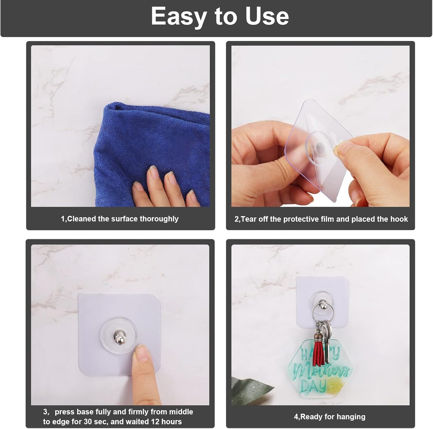 Strong Punch Free Self Adhesive Wall Screw Rod Hooks and Nail Mounting Hang Kit