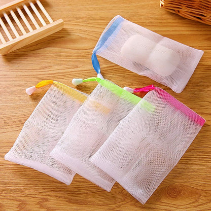 Pack of 3 Soap Net Mesh Pouch – Exfoliating Soap Saver Bags (Random Colors)