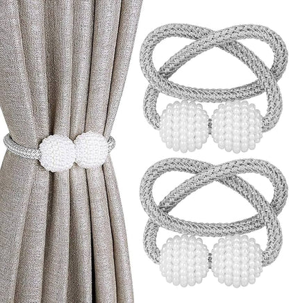 2 PCS Magnetic Pearl Curtain Buckle Tiebacks European Style Decorative Rings