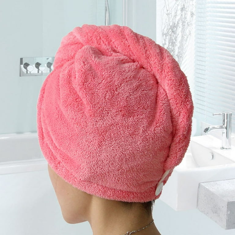 (Pack of 3) Microfiber High Absorbent Quick Dry Wrap Hair Bath Towels Shower Cap for Women