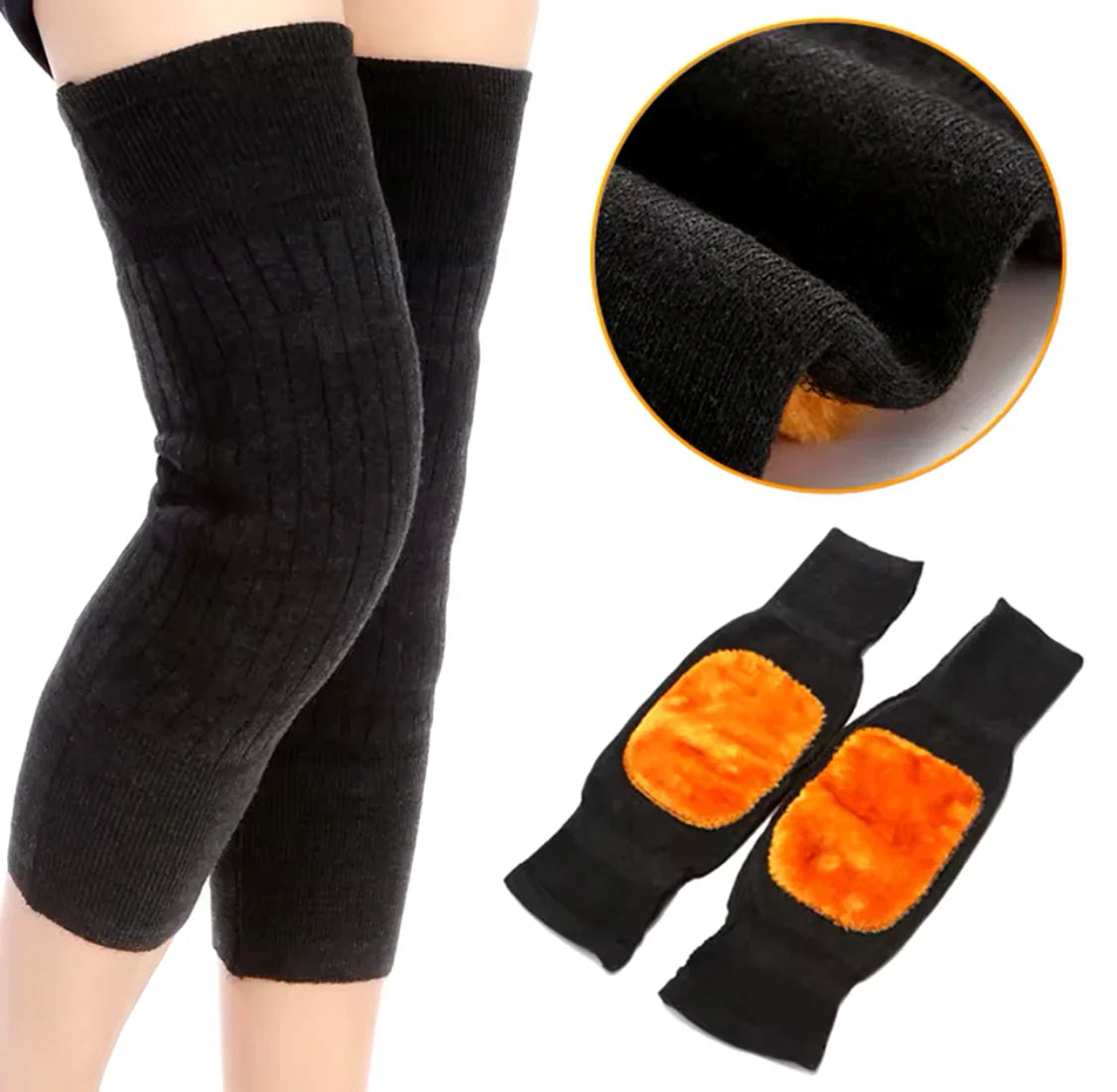 Thick Warm Wool Knee Warmer Pads – Super Elastic Knee Support Protector