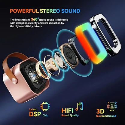 Portable Mini K12 Karaoke Bluetooth Speaker with RGB Colorful Lights and Mic For Home and Outdoor Use