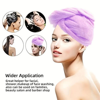 (Pack of 3) Microfiber High Absorbent Quick Dry Wrap Hair Bath Towels Shower Cap for Women