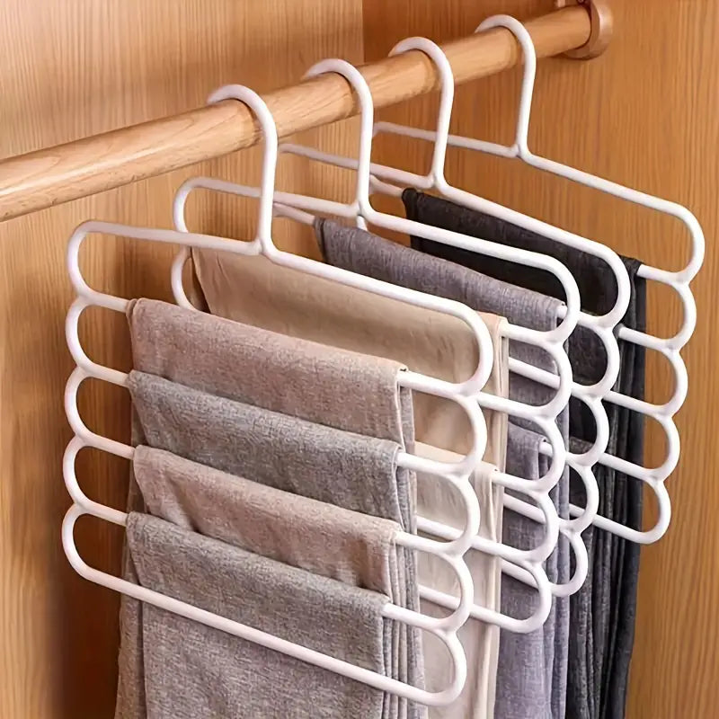 Set of 5 Space Saving 5 Layer Hangers with Anti-Slip Plastic