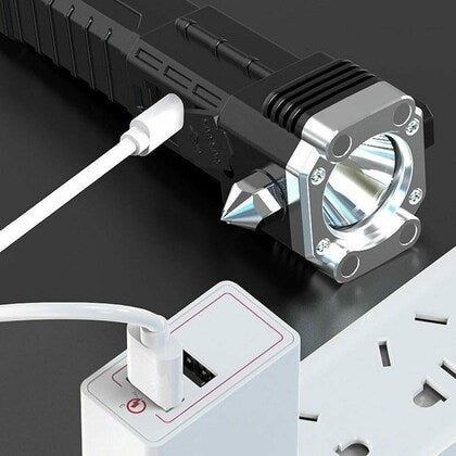 Side Flood Light Rescue Torch with Hammer and Seat Belt Cutter
