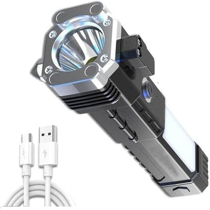Side Flood Light Rescue Torch with Hammer and Seat Belt Cutter