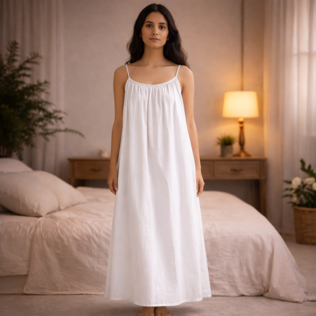 Premium Gathered Maxi Dress – Spaghetti Strap Long Backless Cami (Summer | Maternity | Nightwear Comfort Fit)