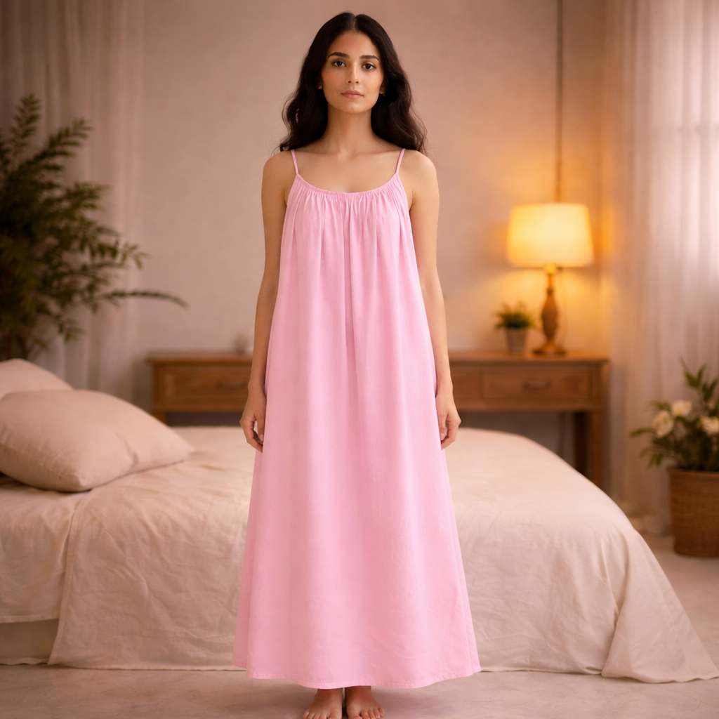 Premium Gathered Maxi Dress – Spaghetti Strap Long Backless Cami (Summer | Maternity | Nightwear Comfort Fit)