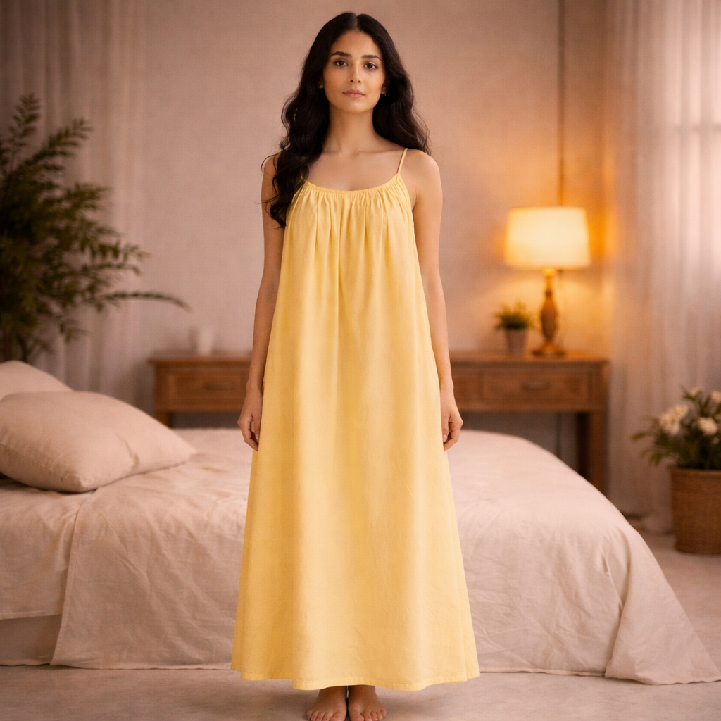 Premium Gathered Maxi Dress – Spaghetti Strap Long Backless Cami (Summer | Maternity | Nightwear Comfort Fit)