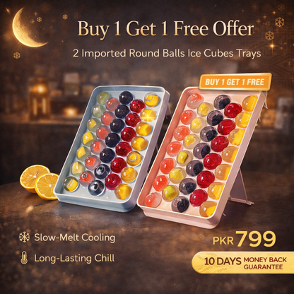 Buy 1 Get 1 Free Offer 2 Imported Round Balls Ice Cubes Tray for Slow-Melt and Prolonged Cooling