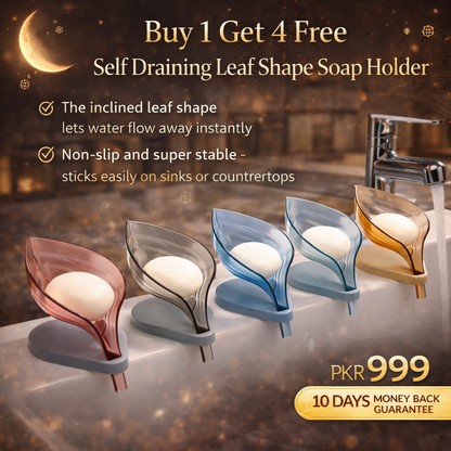 Pack of 5 Self Draining Leaf Shape Soap Holders