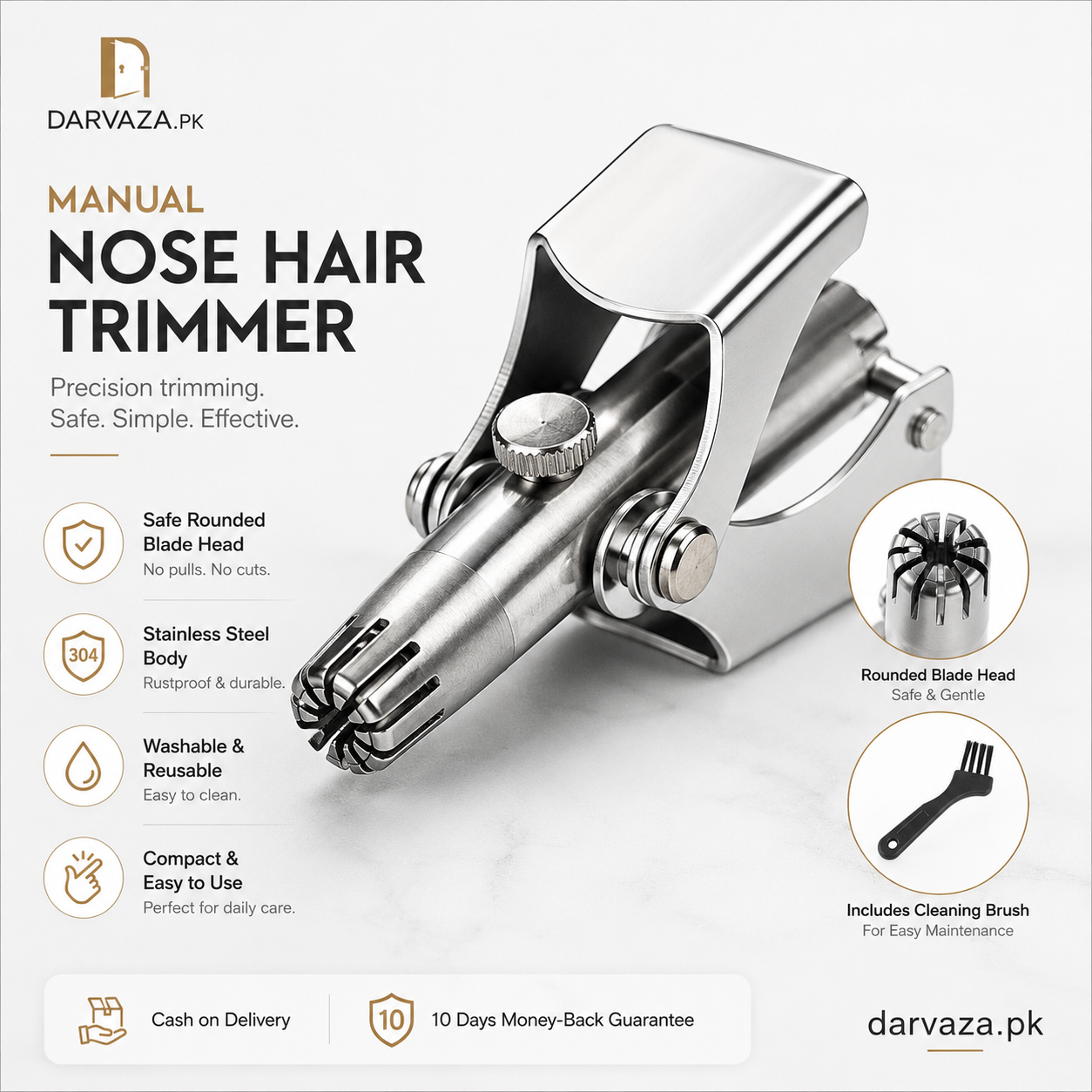 Vintage Style Manual Mechanical Nose Hair Trimmer