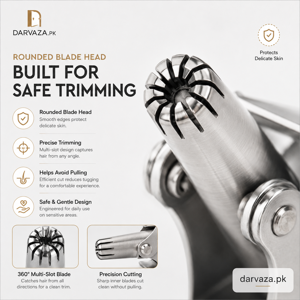 Vintage Style Manual Mechanical Nose Hair Trimmer