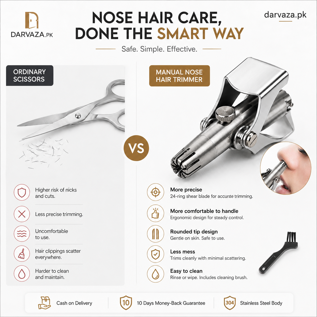 Vintage Style Manual Mechanical Nose Hair Trimmer