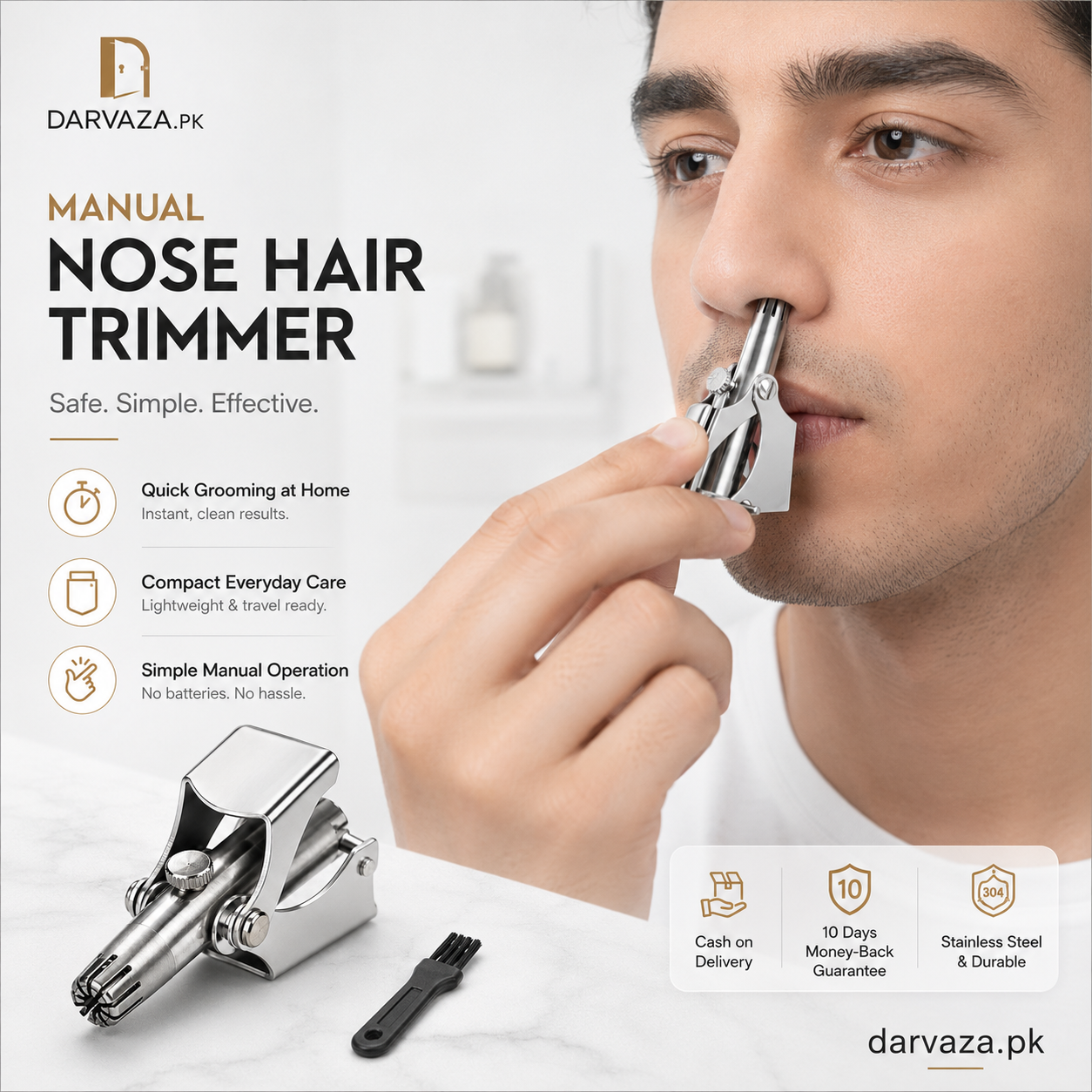Vintage Style Manual Mechanical Nose Hair Trimmer