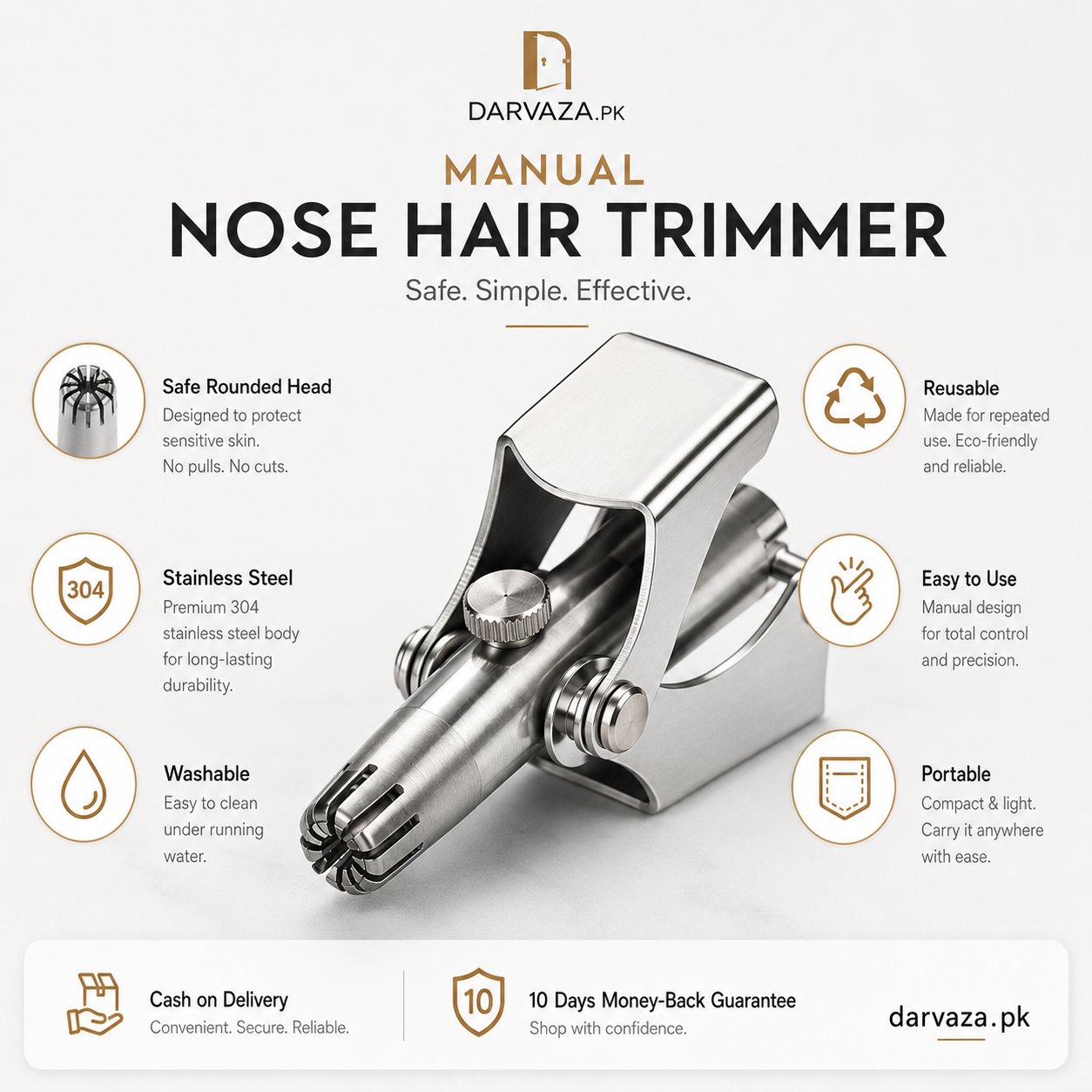 Vintage Style Manual Mechanical Nose Hair Trimmer