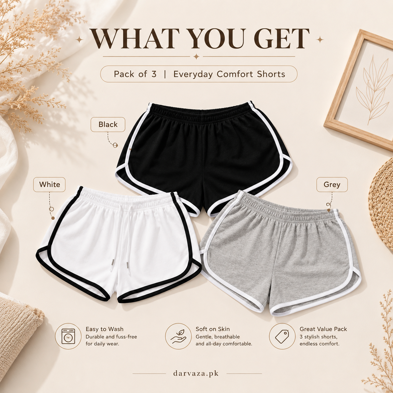 Buy 1 Get 2 Free – Pack of 3 Premium Soft Cotton Boxer Shorts
