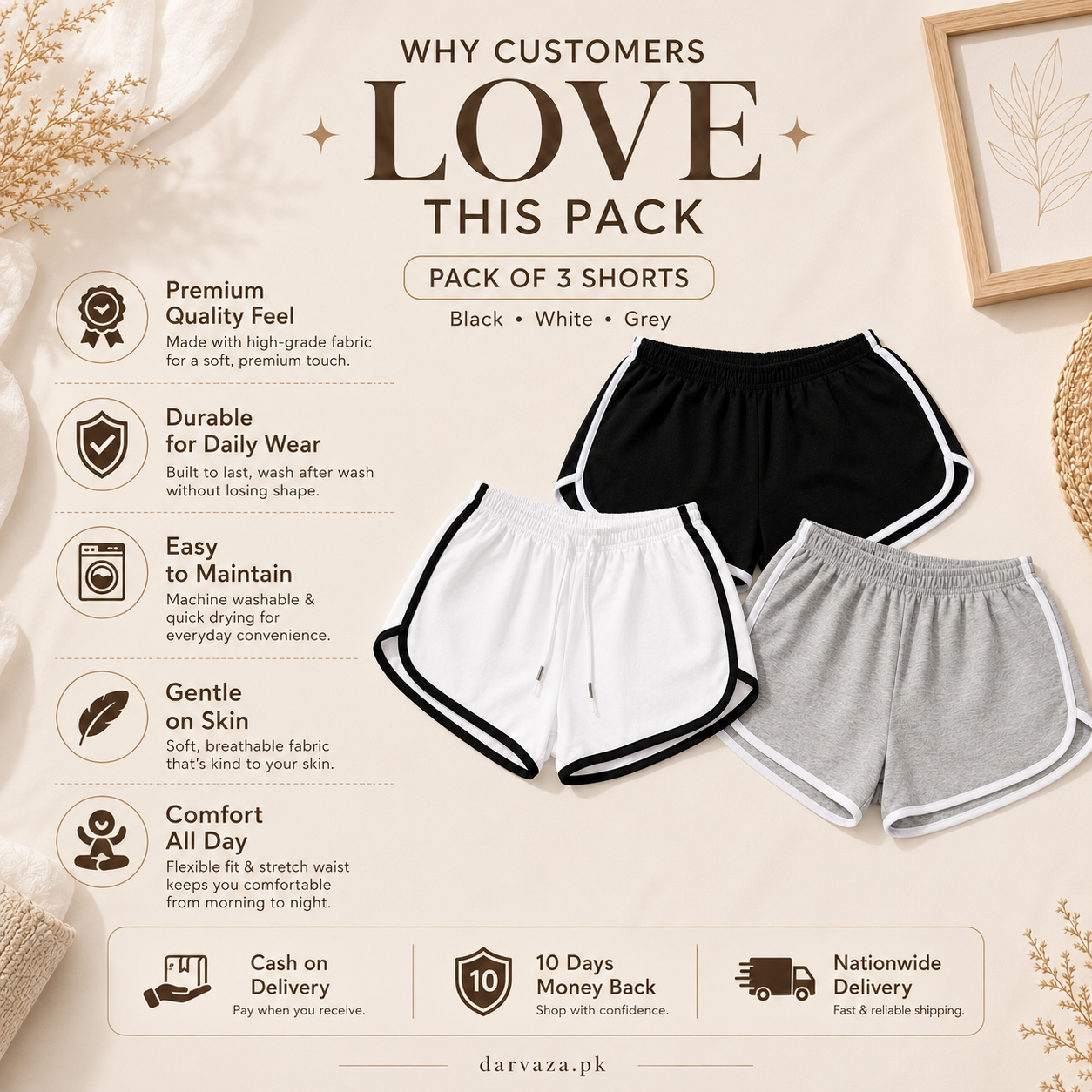Buy 1 Get 2 Free – Pack of 3 Premium Soft Cotton Boxer Shorts