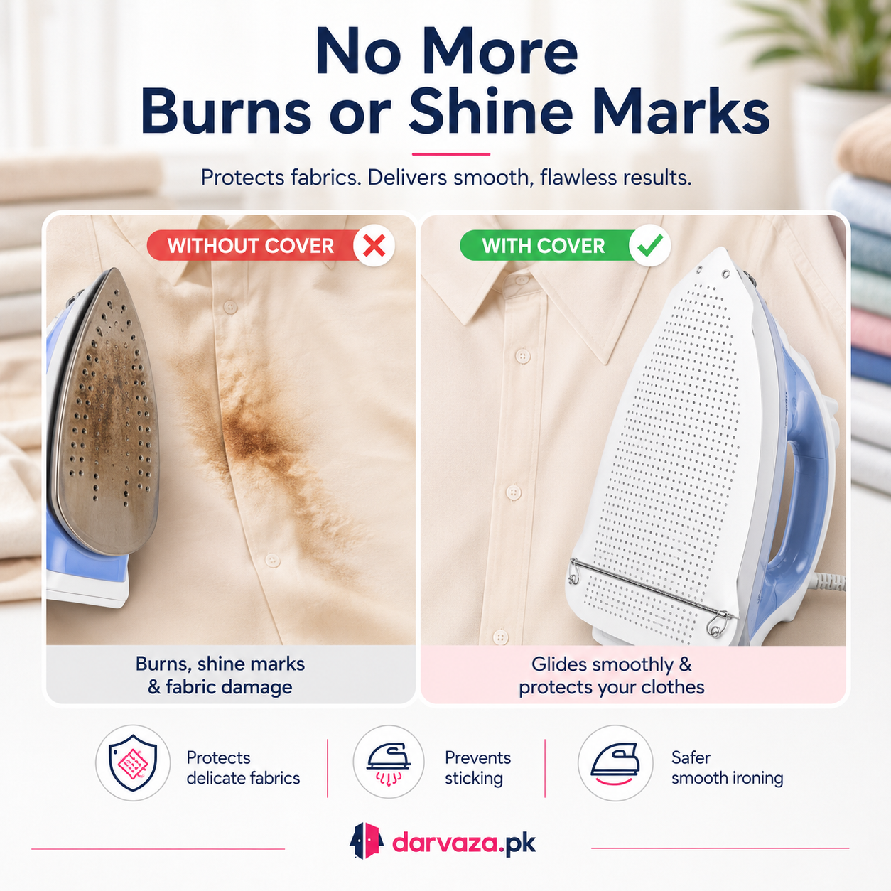 Pack of 2 Non-Stick Iron Soleplate Cover | 2 Iron Protectors Shoe for Clothes – Heat Resistant & Fabric Safe