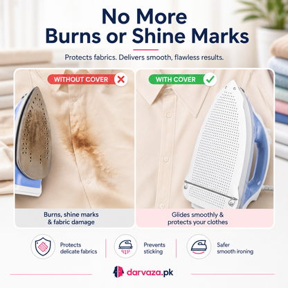 Pack of 2 Non-Stick Iron Soleplate Cover | 2 Iron Protectors Shoe for Clothes – Heat Resistant & Fabric Safe